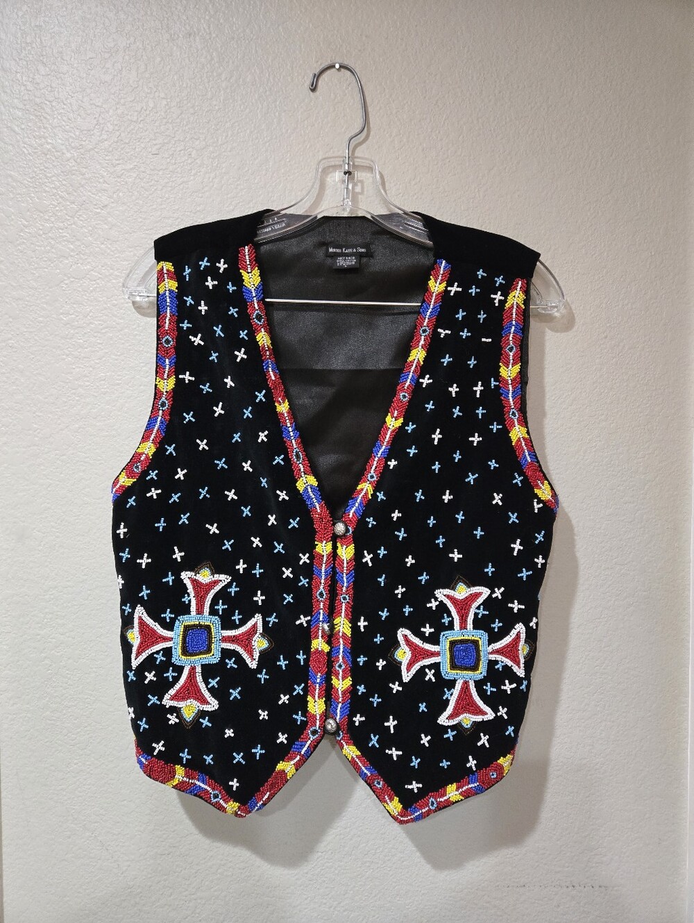 Morris Kaye & Sons Black Hand Beaded Large Vest